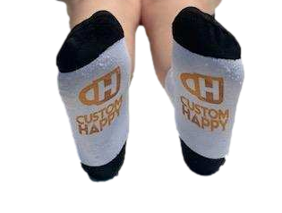 Customized Crew Socks - Black Toe and Heel FOOT BED PRINT