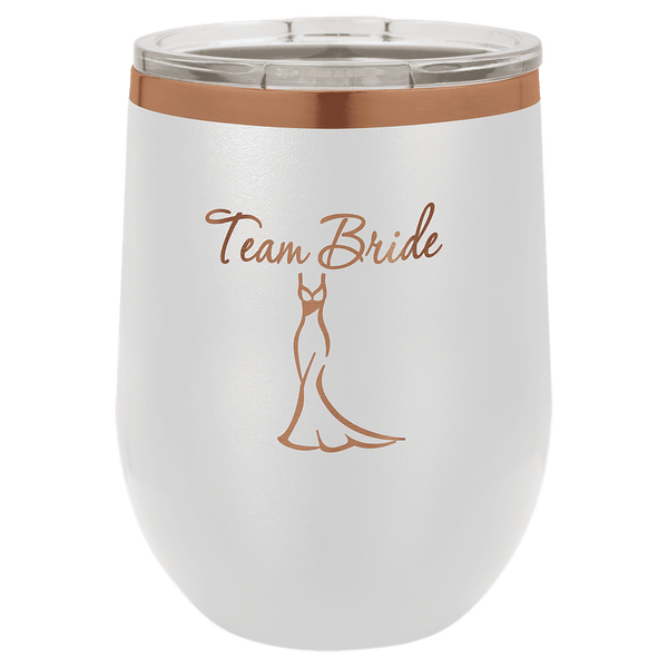 12 oz Wine Tumbler - White/Rose Gold - Laser Engraving