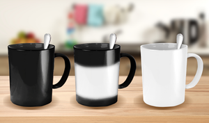 Glossy Changing Mugs (black to white) Clearance - Unprinted