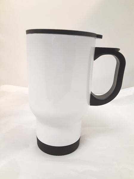 14 oz White Travel Mugs
