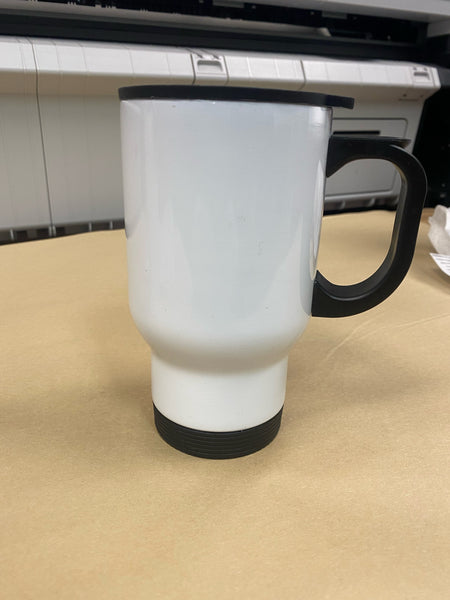14 oz White Travel Mugs