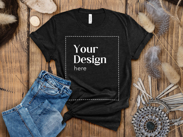 DTG Bella Canvas T-Shirt - Black Heather - Adult