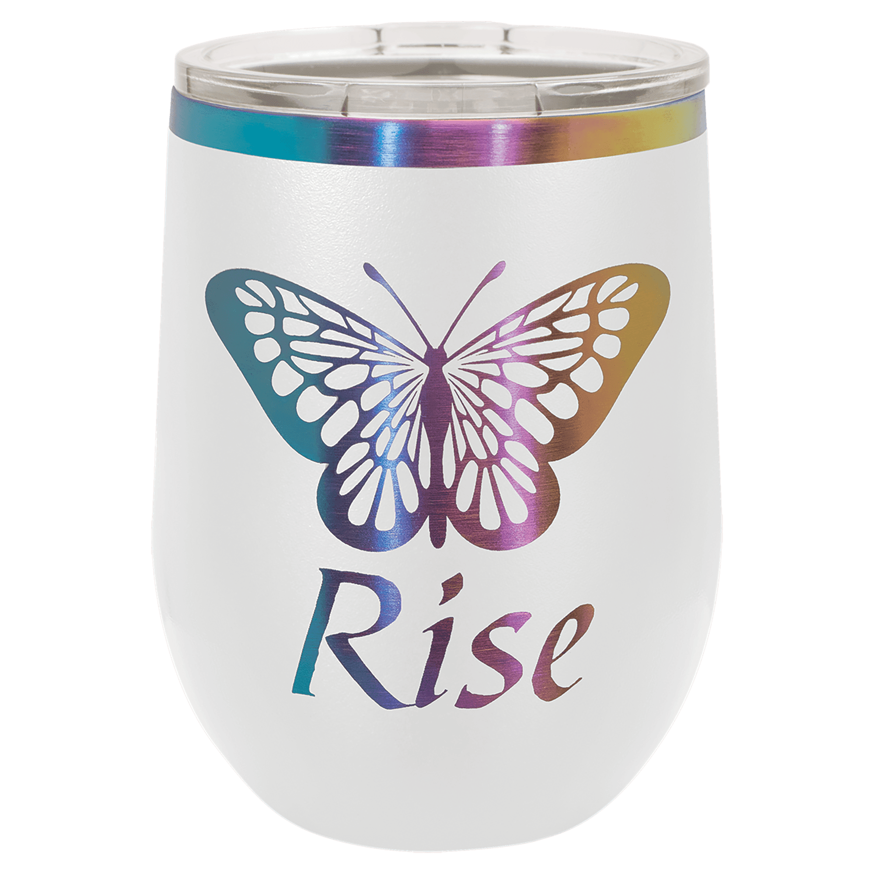 12 oz Wine Tumbler - White/Prism - Laser Engraving