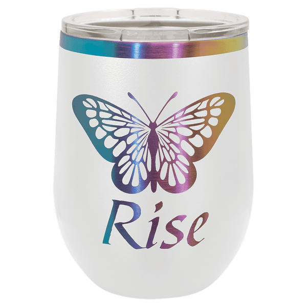 12 oz Wine Tumbler - White/Prism - Laser Engraving
