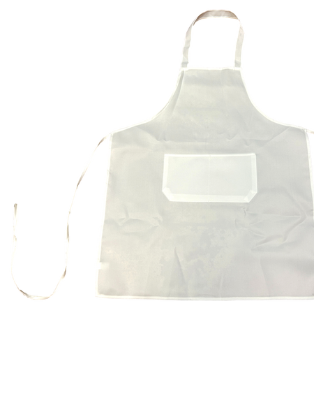 Apron White Poly / Cotton Two Pocket Adult Unisex