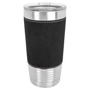 Black Leatherette Tumbler - Laser Engraved