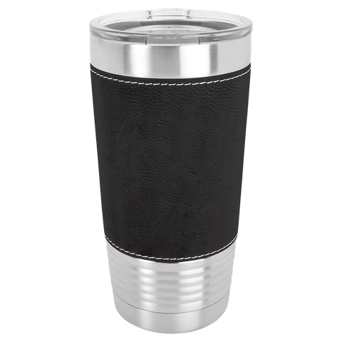 Black Leatherette Tumbler - Laser Engraved