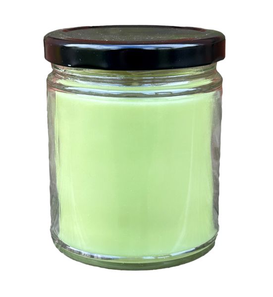 9oz Pickle Soy Candle with Black Lid UV Printed