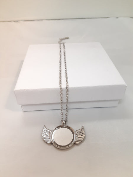 Round Angel Wings Necklace. Gift Box included!