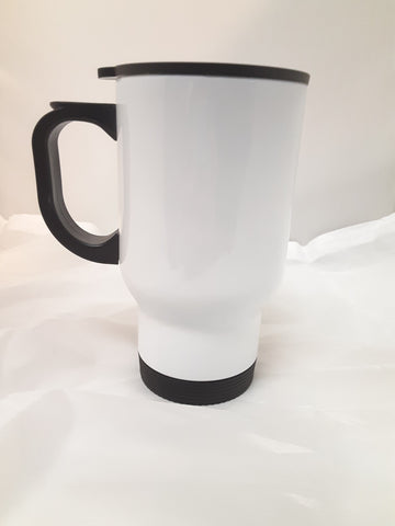 14 oz White Travel Mugs