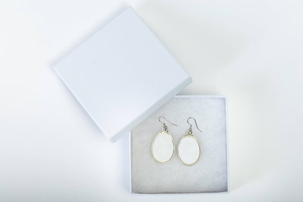 Print on Demand Oval Shaped Earring Set. Gift Box included!