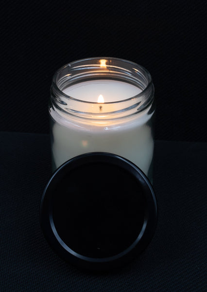 9oz Birch & Black Pepper Soy Candle with Black Lid UV Printed