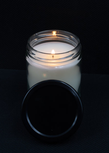 9oz Vanilla Soy Candle with Black Lid UV Printed